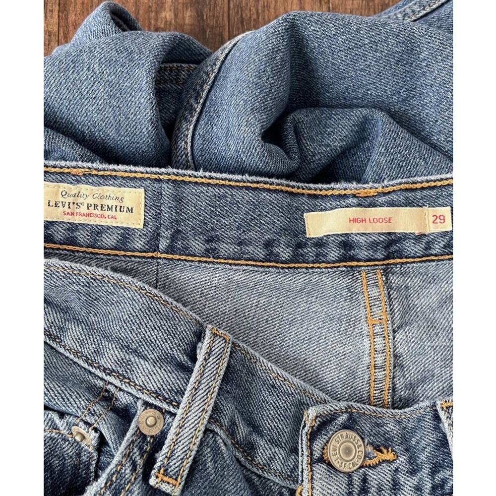 Levi’s Premium Denim Wide Leg High Waist High Loose Jean Distressed Size 29 Blue - Picture 9 of 16